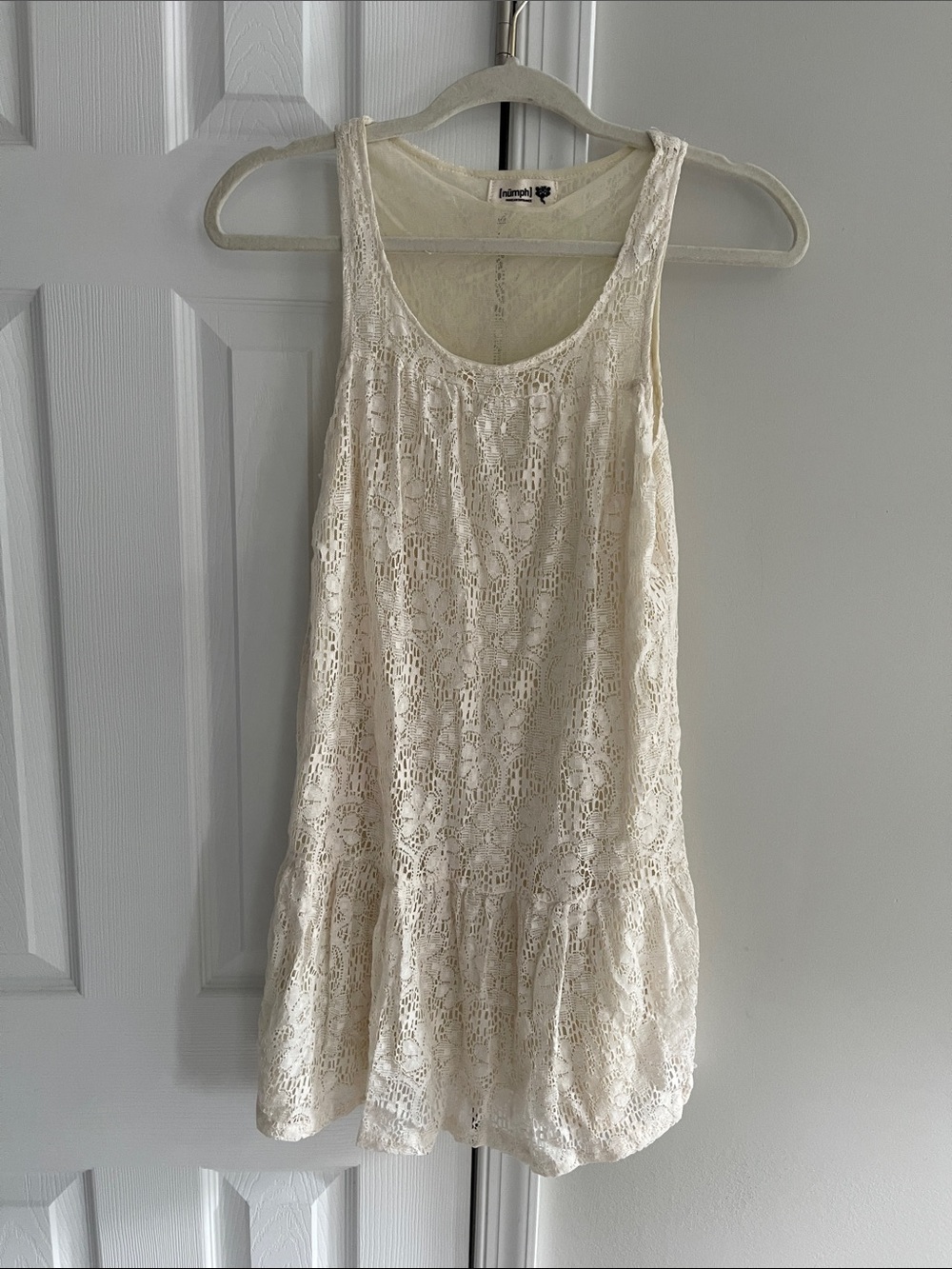 Cream Lace Sleeveless Dress